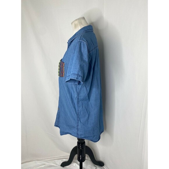 21 Men Men’s Button-Down Shirt Blue Casual Short Sleeve Size Medium - Picture 5 of 6